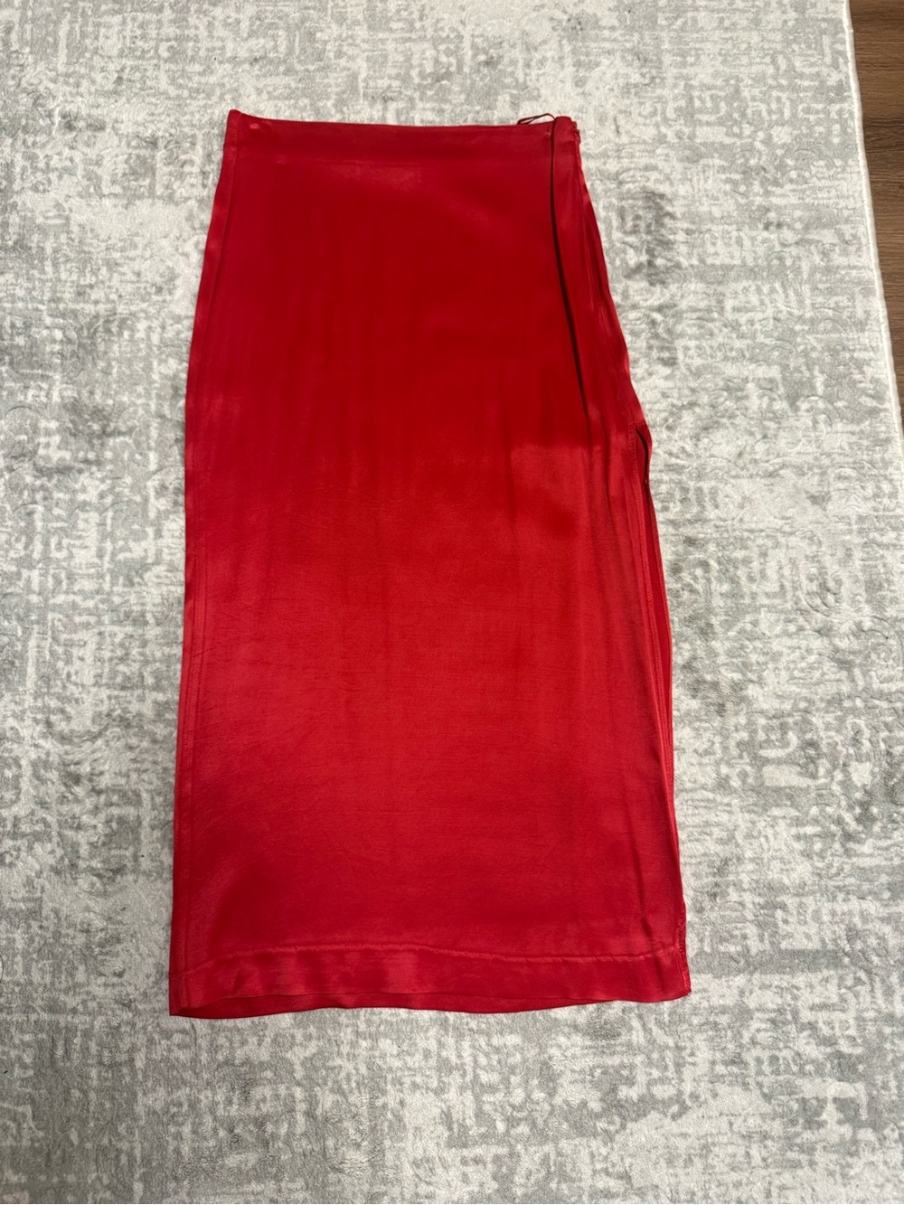 Zara Red Satin Pencil Skirt